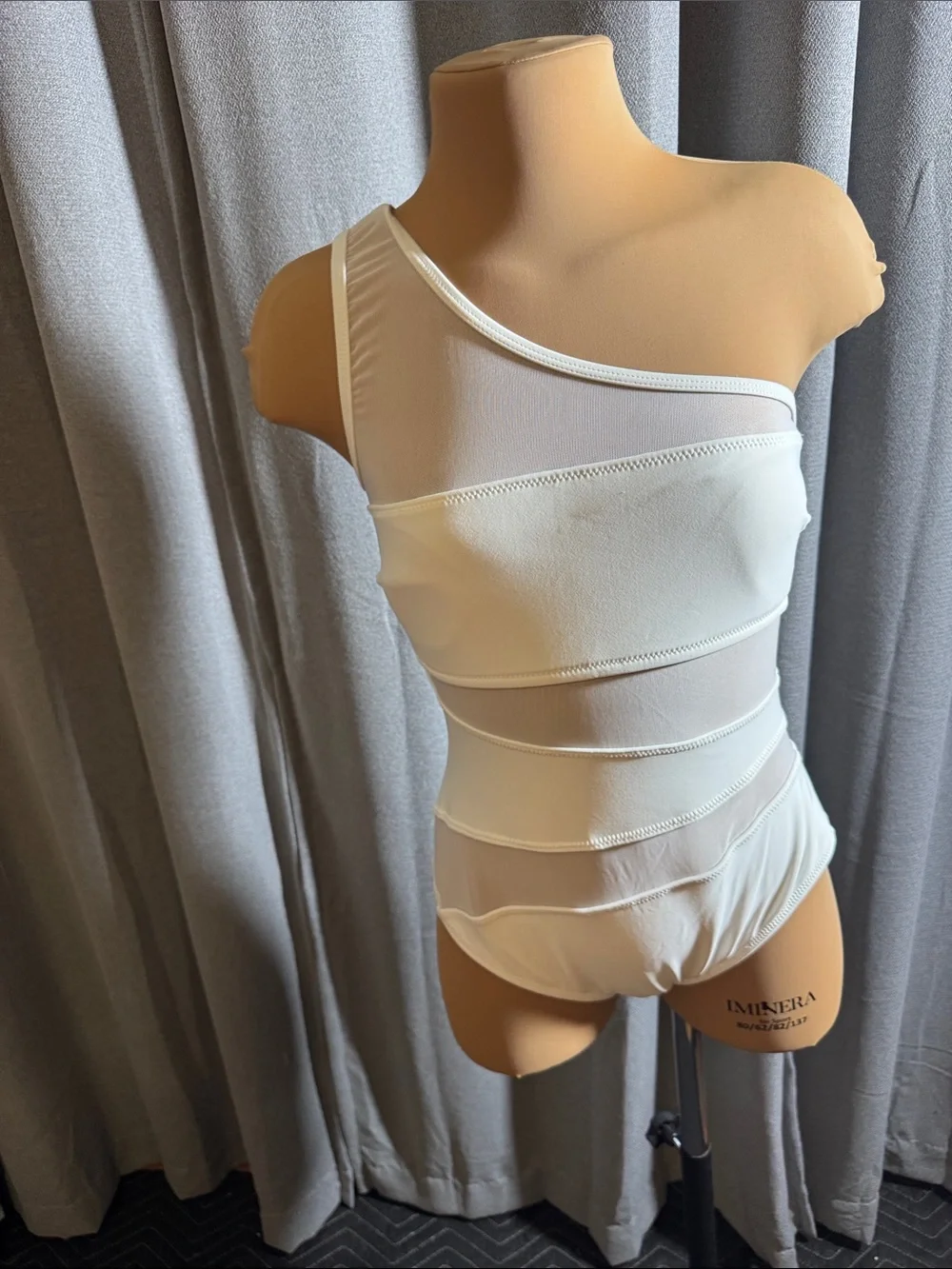 Adore Me White One-Shoulder Mesh Band Bathingsuit
